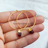 Garnet Earrings, January Birthstone, Electroplated Dangle Earrings, Gift Earrings, Dainty Garnet Jewelry